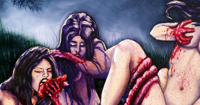 Rape of Orpheus, painting in oil, share detail